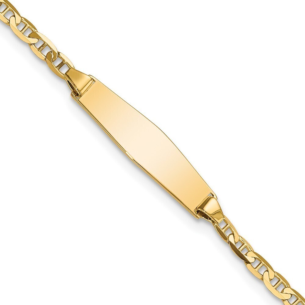 Kazi Luxury 14k Semi-solid Soft Diamond Shape Anchor ID Bracelet